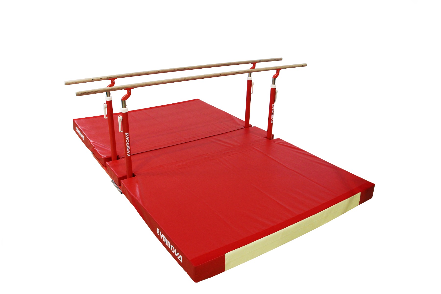 BARRES PARALLELES D’ENTRAINEMENT PIEDS REPLIABLES + CHARIOTS + MATELAS REPLIABLE - GYMNOVA