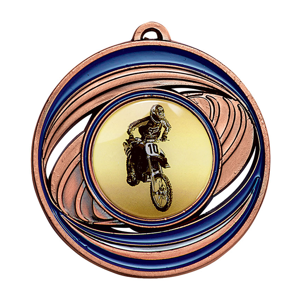 MÉDAILLE PORTE-CENTRE ZAMAK ET BLEU 50 MM - M527