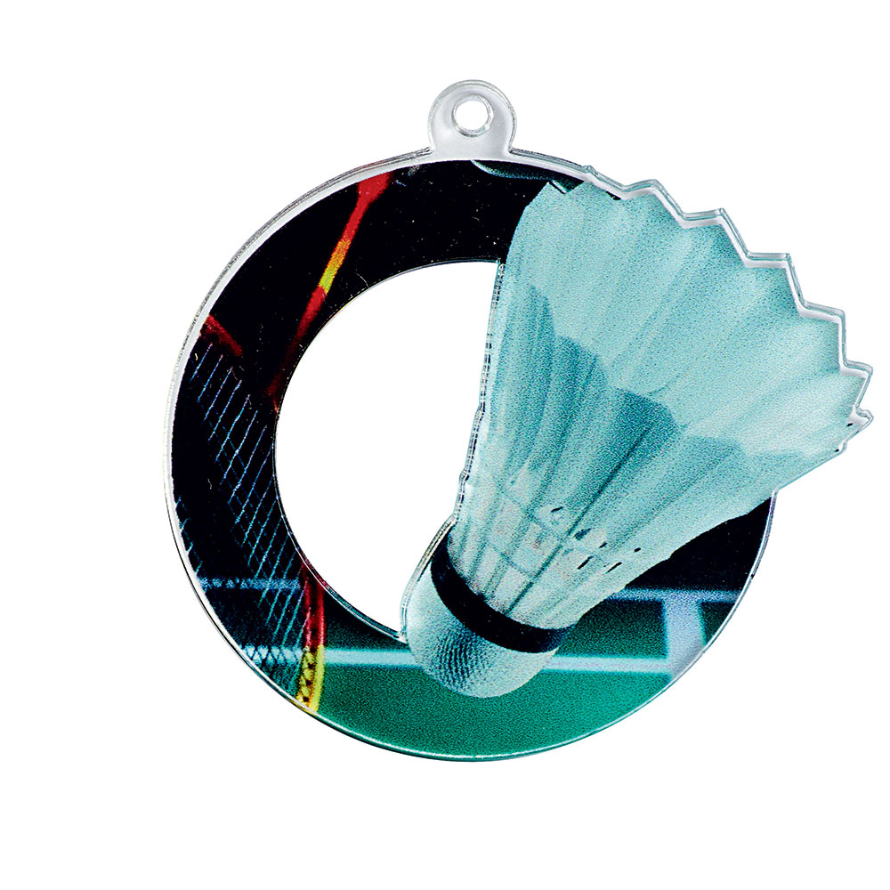MÉDAILLE ACRYLIQUE BADMINTON 50 MM - MAN01