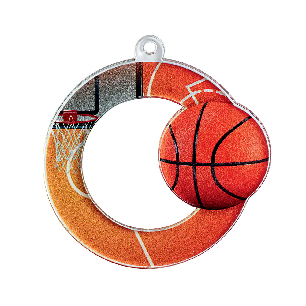 MÉDAILLE ACRYLIQUE BASKETBALL 50 MM - MAN02