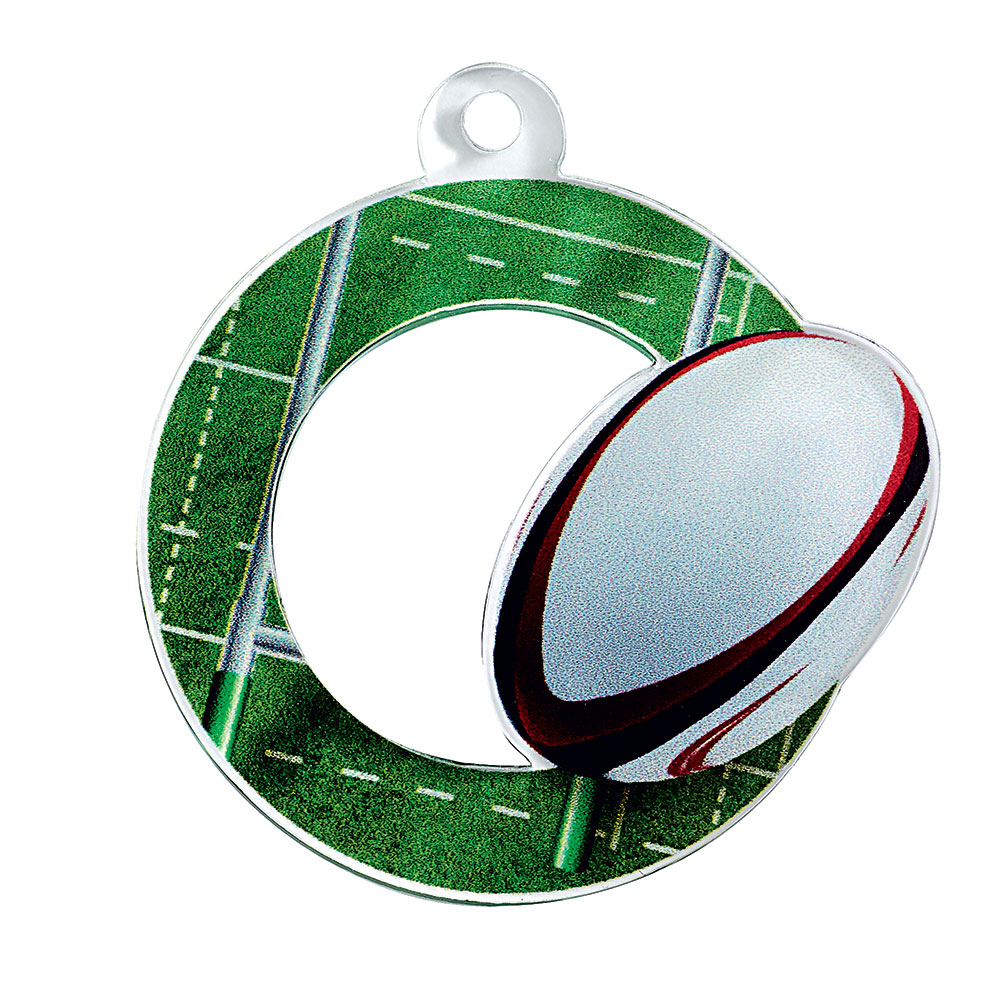 MÉDAILLE ACRYLIQUE RUGBY 50 MM - MAN10