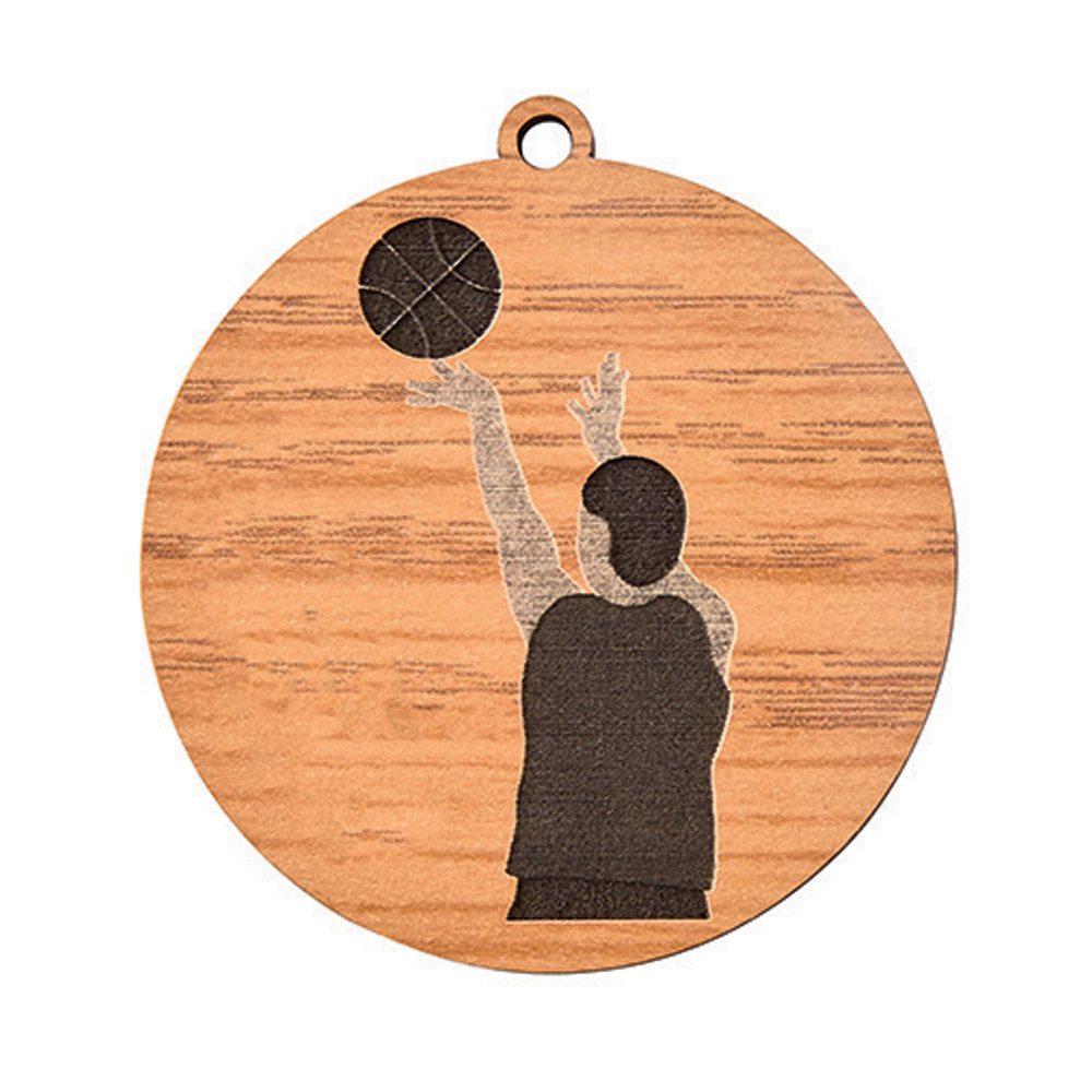 MÉDAILLE EN BOIS BASKETBALL 50 MM - MBG001
