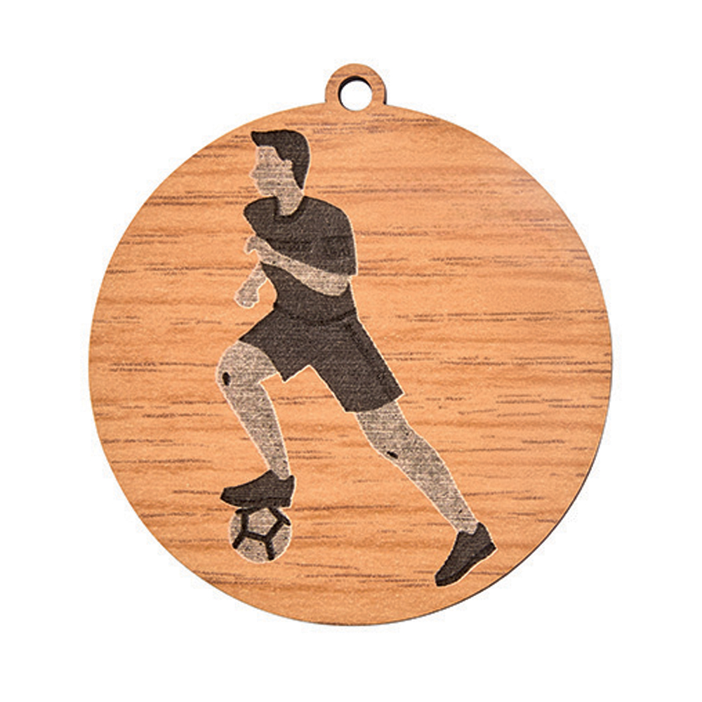 MÉDAILLE EN BOIS FOOTBALLEUR 50 MM - MBG002