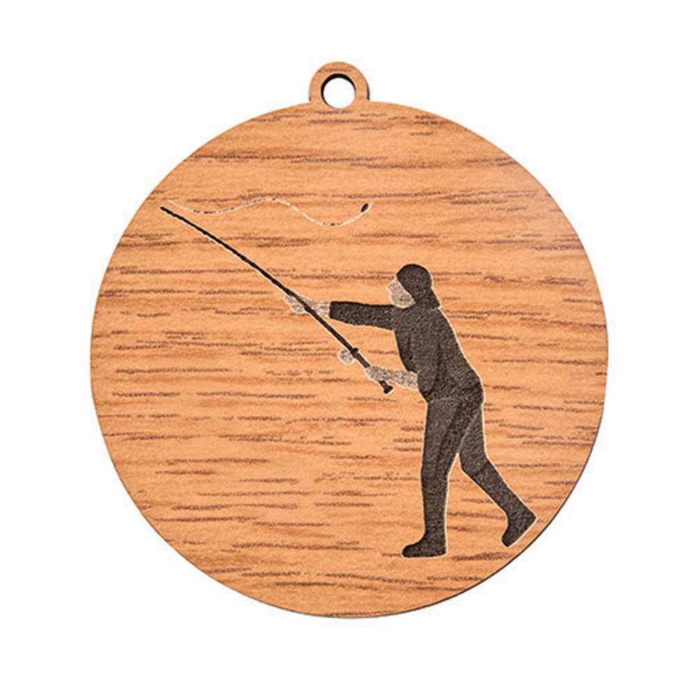 MÉDAILLE EN BOIS PÊCHE 50 MM - MBG006
