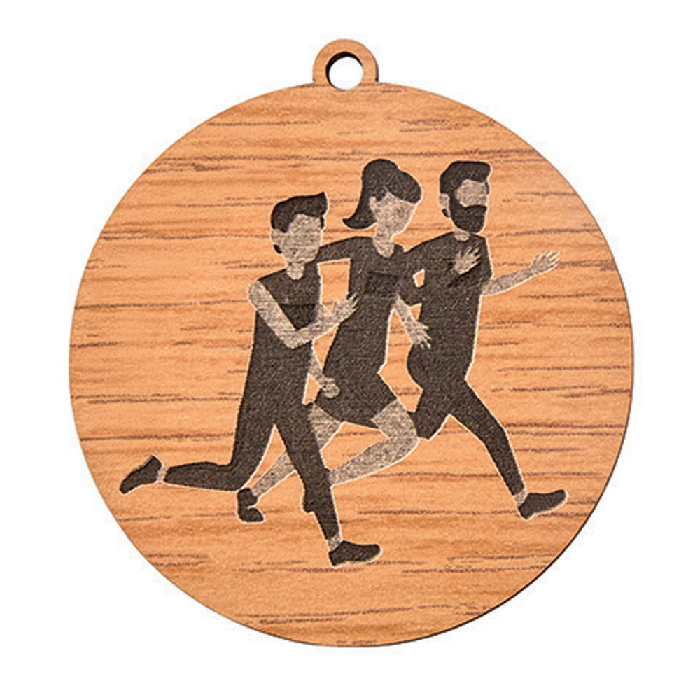 MÉDAILLE EN BOIS RUNNING 50 MM - MBG011