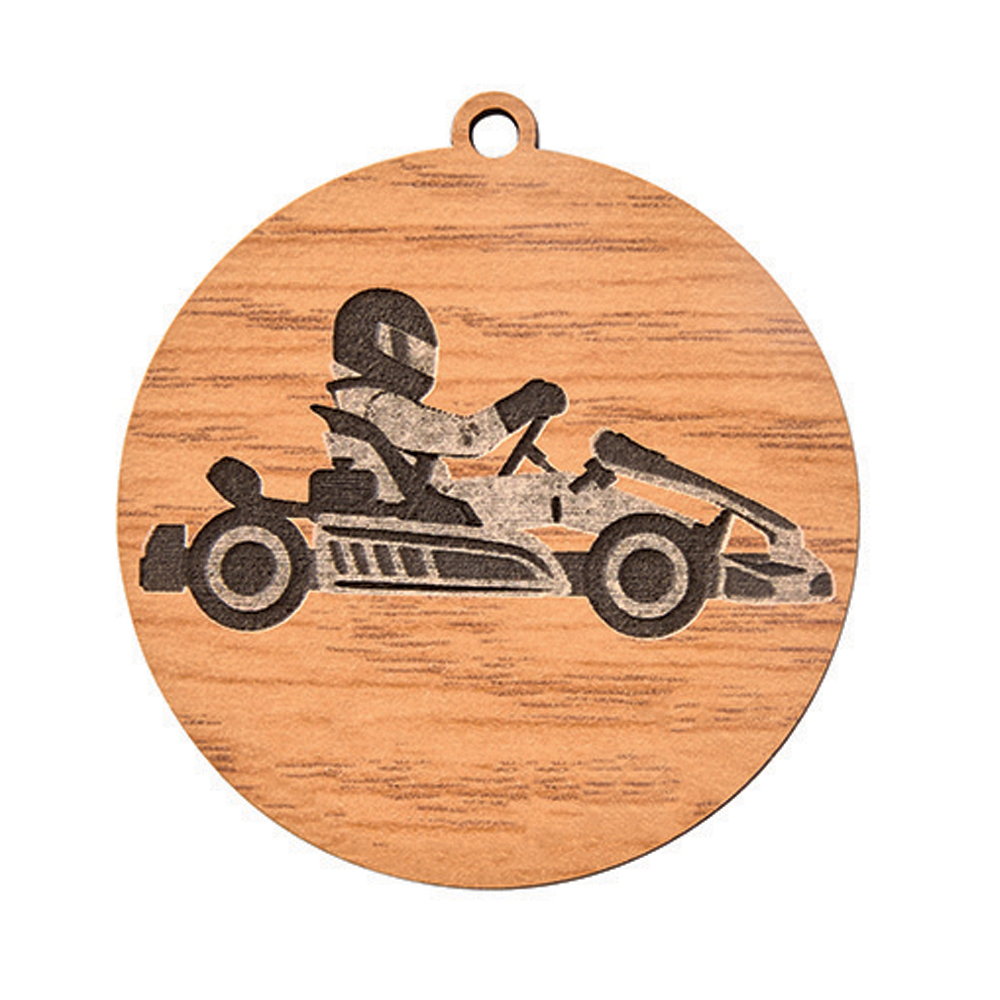 MÉDAILLE EN BOIS KARTING 50 MM - MBG014