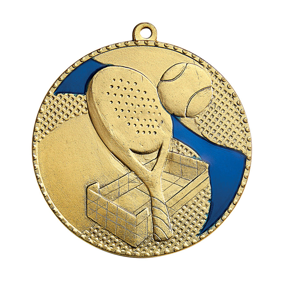MÉDAILLE FRAPPÉE OR ET BLEU PADEL 50 MM - MF5014