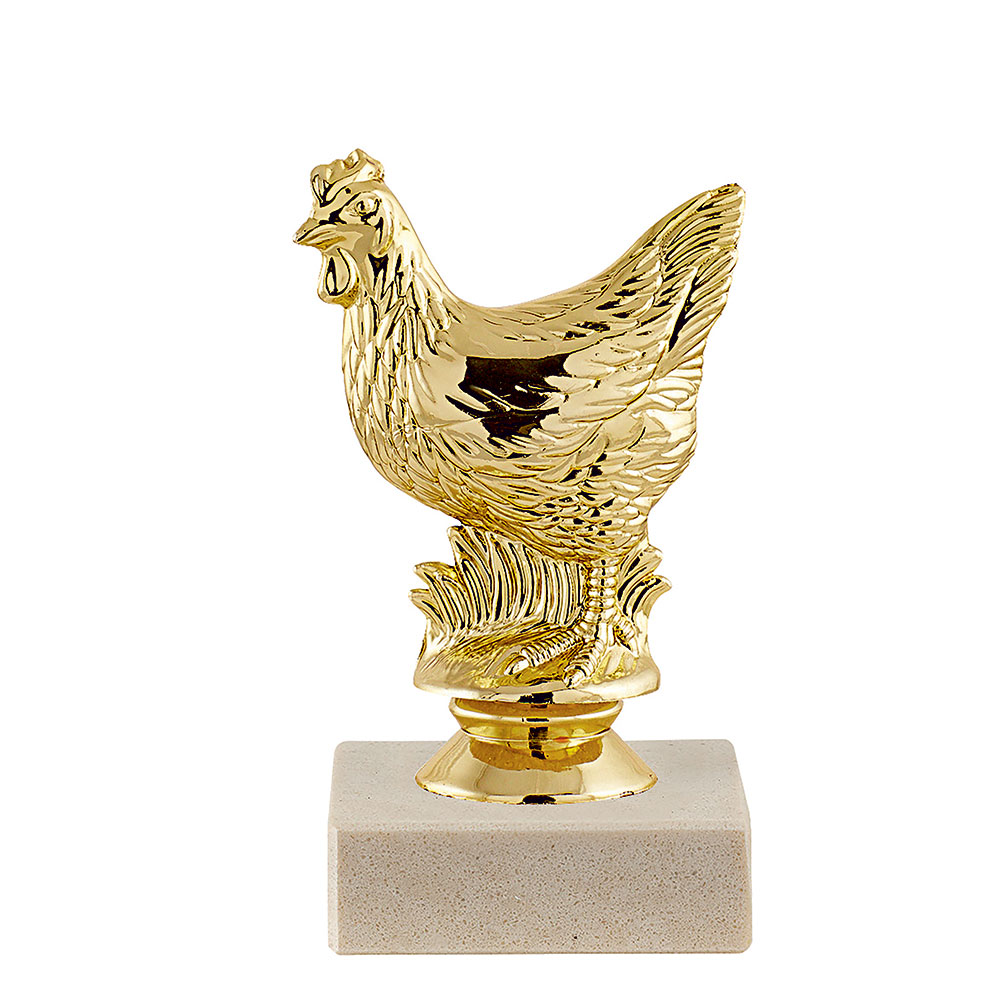 TROPHÉE SUJET PLASTIQUE OR POULE 11 CM - MSJ003
