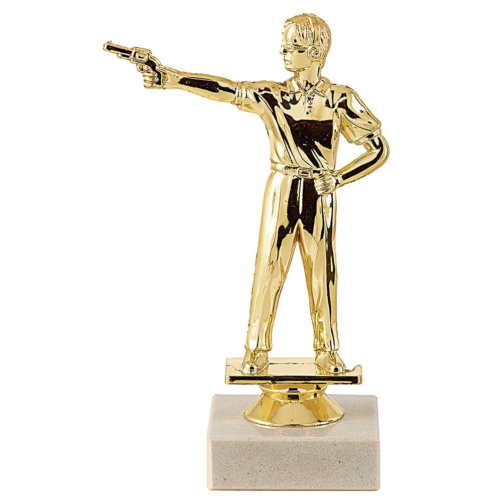 TROPHÉE SUJET PLASTIQUE OR TIR PISTOLET 17 CM - MSJ065