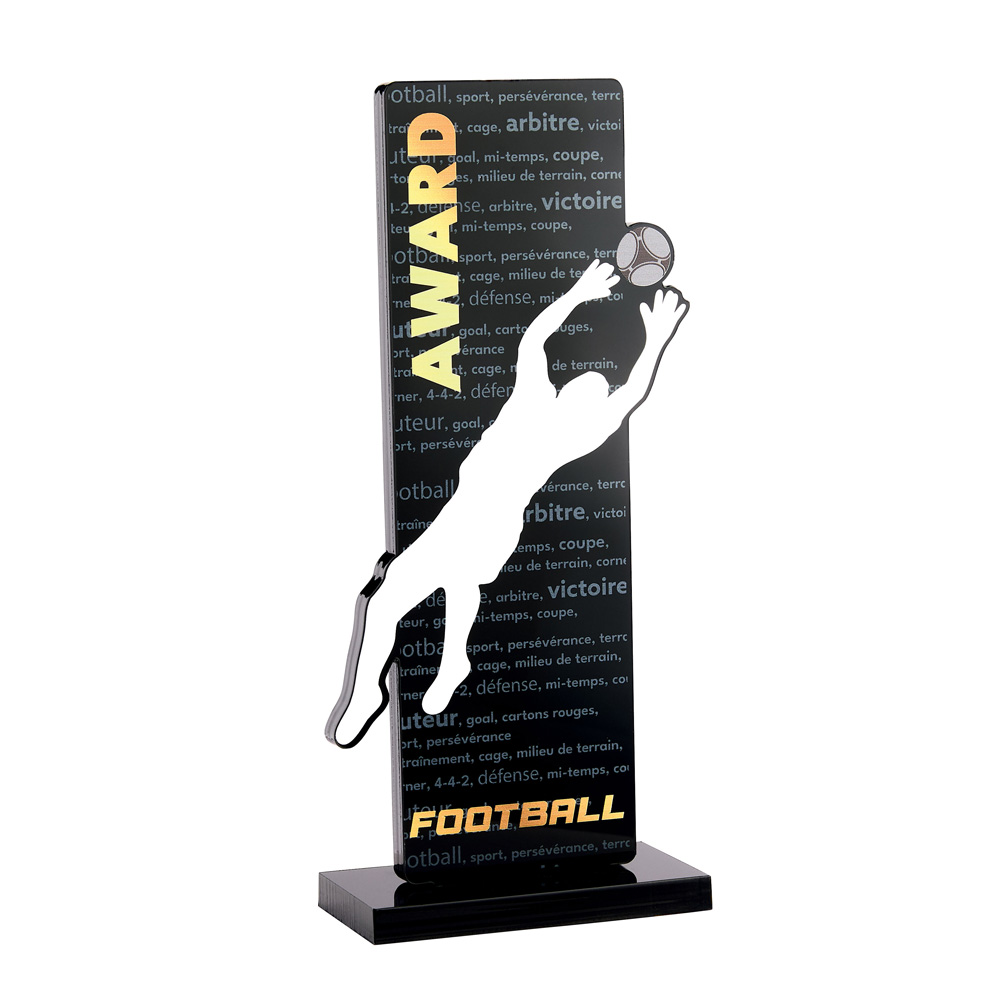 TROPHÉE ACRYLIQUE PERSONNALISABLE NOIR GARDIEN 23 CM - PN094