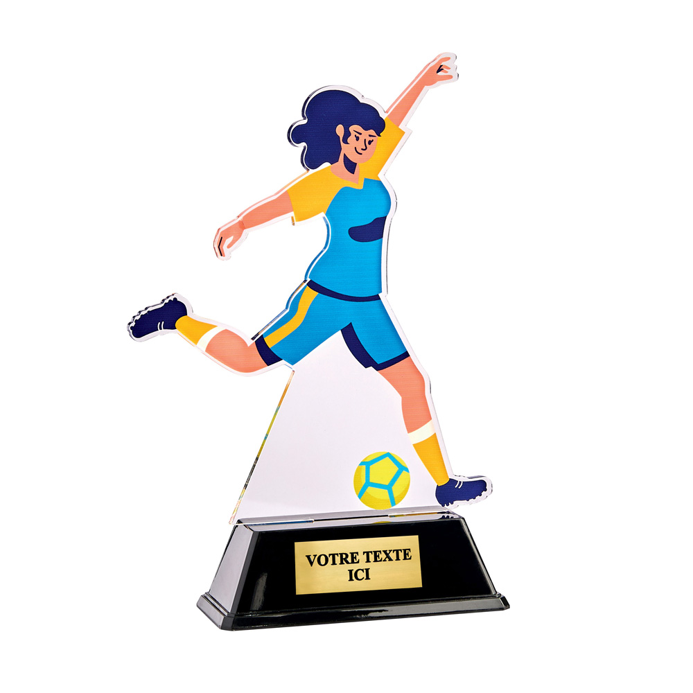 TROPHÉE ACRYLIQUE PERSONNALISABLE FOOTBALL 18 CM - PN107