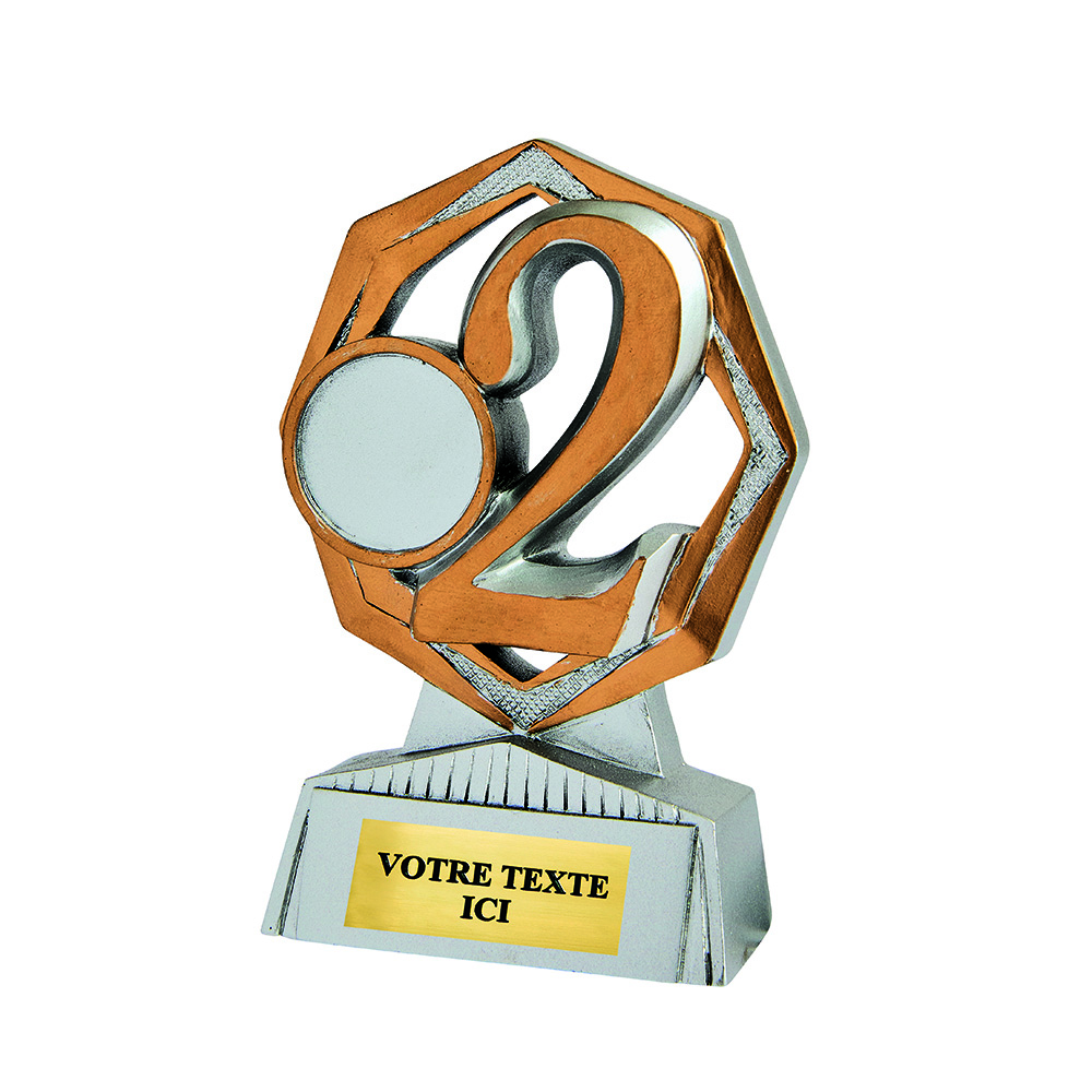 TROPHÉE RÉSINE SUPPORT ÉCO ARGENT / OR NUMÉRO 2 11 CM - RS5117