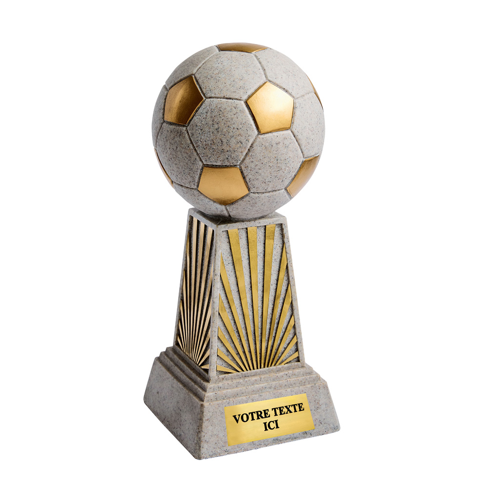 TROPHÉE RÉSINE DISCIPLINE OR / BLANC FOOTBALL 28 CM - RS5122