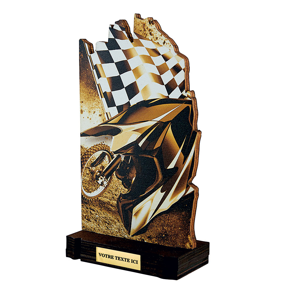TROPHÉE BOIS SPORTS MECANIQUES 22 CM - TB5040