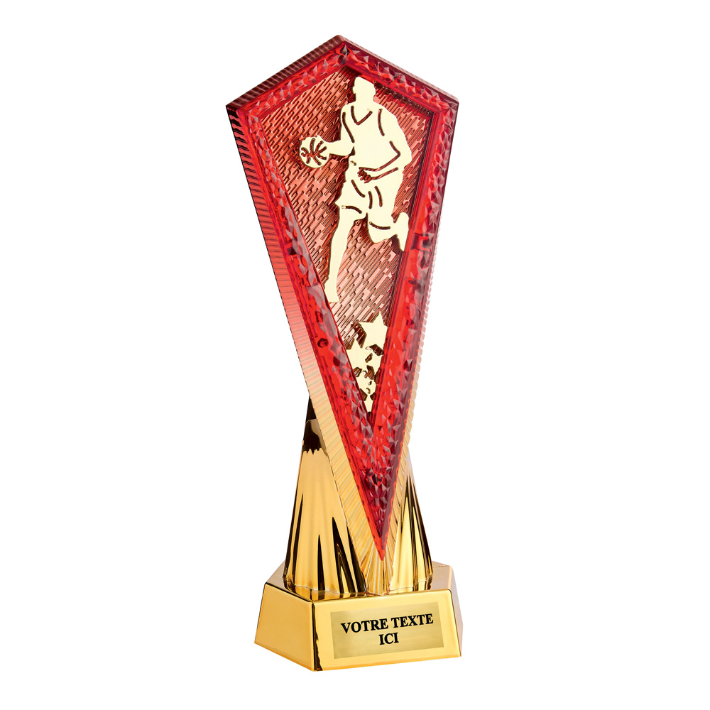 PETIT TROPHÉE PLASTIQUE MONTÉ OR / ROUGE 27 CM - TP5377