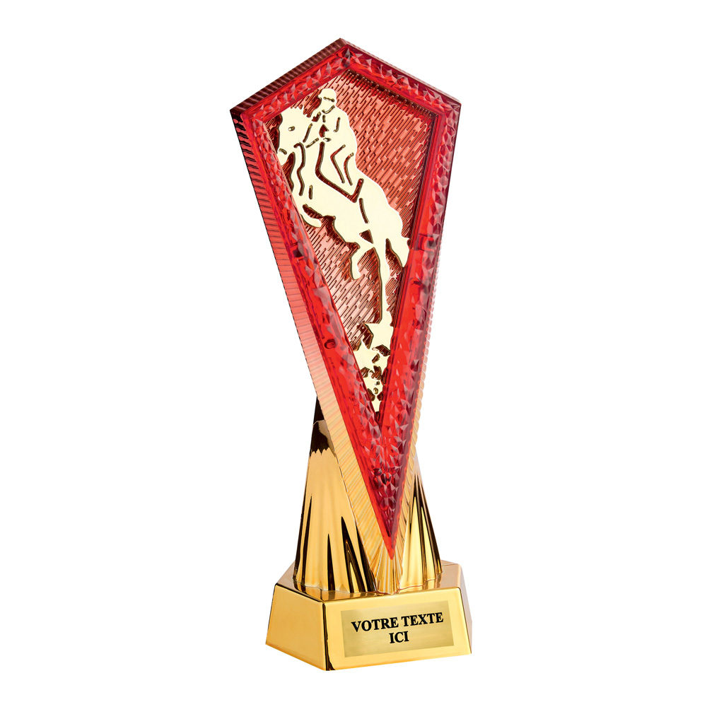 PETIT TROPHÉE PLASTIQUE MONTÉ OR / ROUGE 27 CM - TP5379