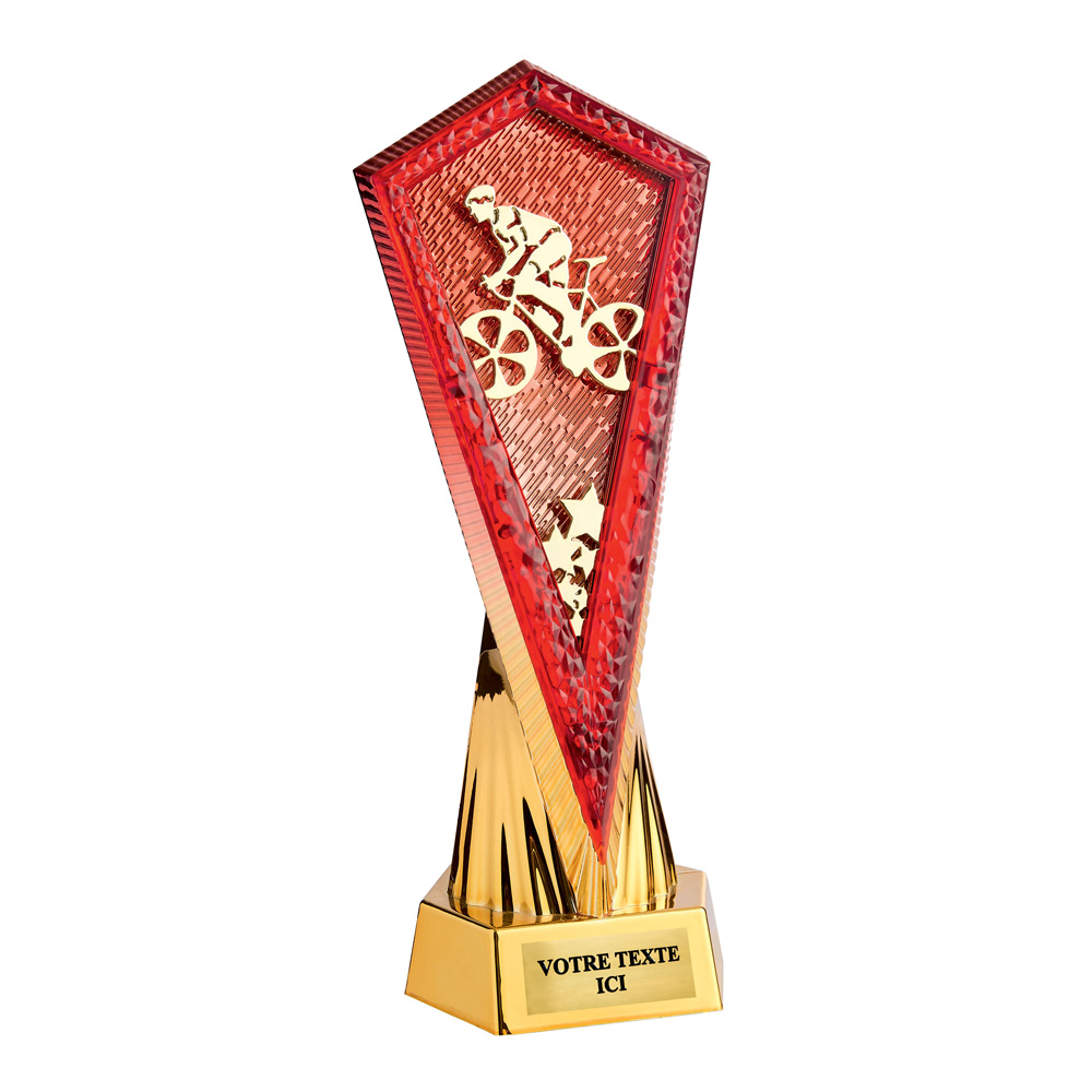 PETIT TROPHÉE PLASTIQUE MONTÉ OR / ROUGE 27 CM - TP5381