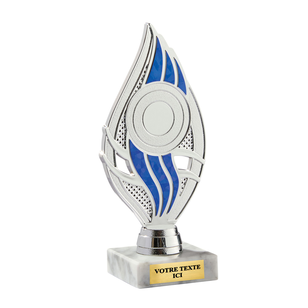 PETIT TROPHÉE PLASTIQUE MONTÉ ARGENT / BLEU 19 CM - TP5390