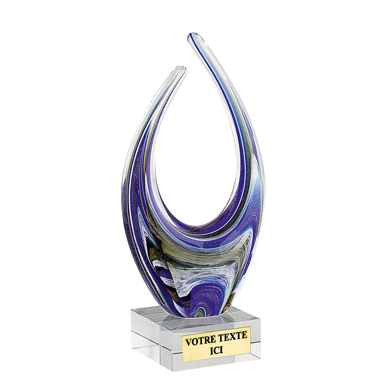 TROPHÉE VERRE SOUFFLÉ BLEU 23 CM - TV4011