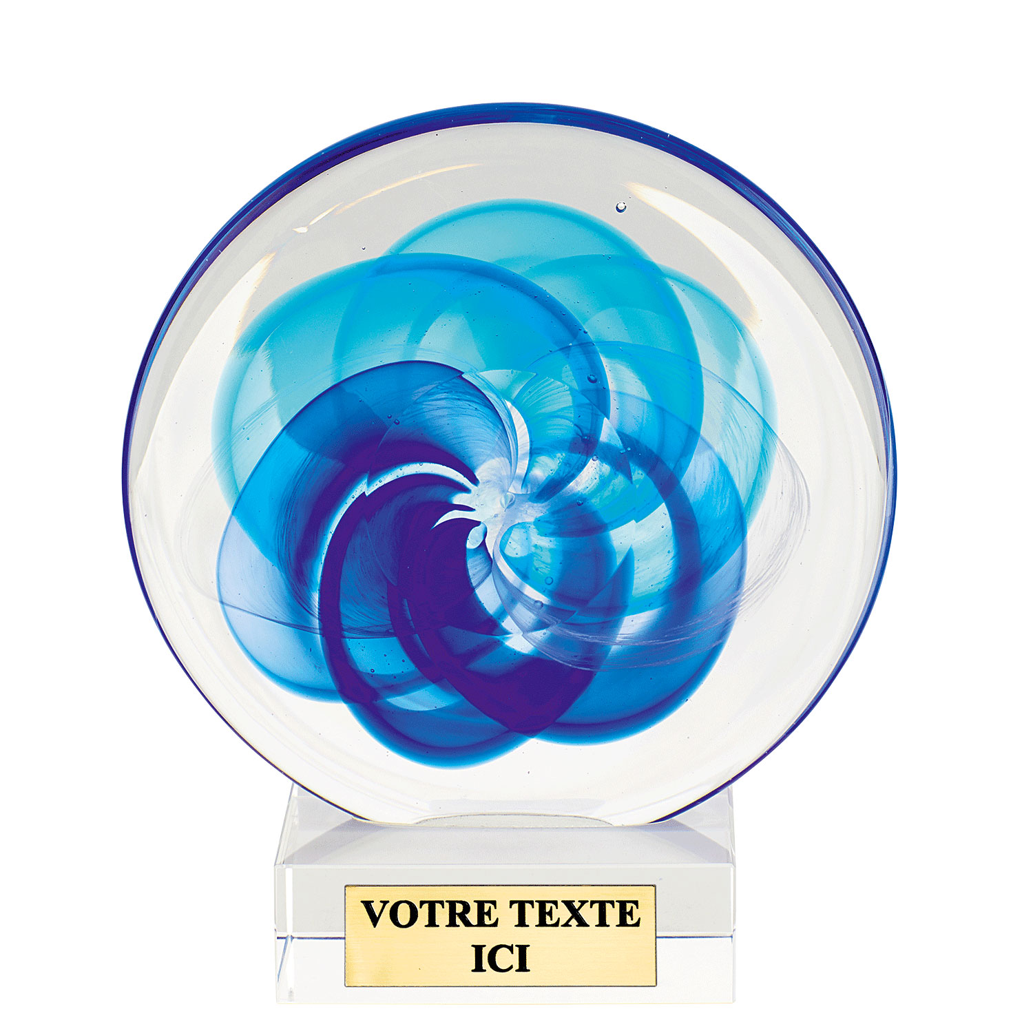 TROPHÉE VERRE SOUFFLÉ BLEU 17 CM - TV4012
