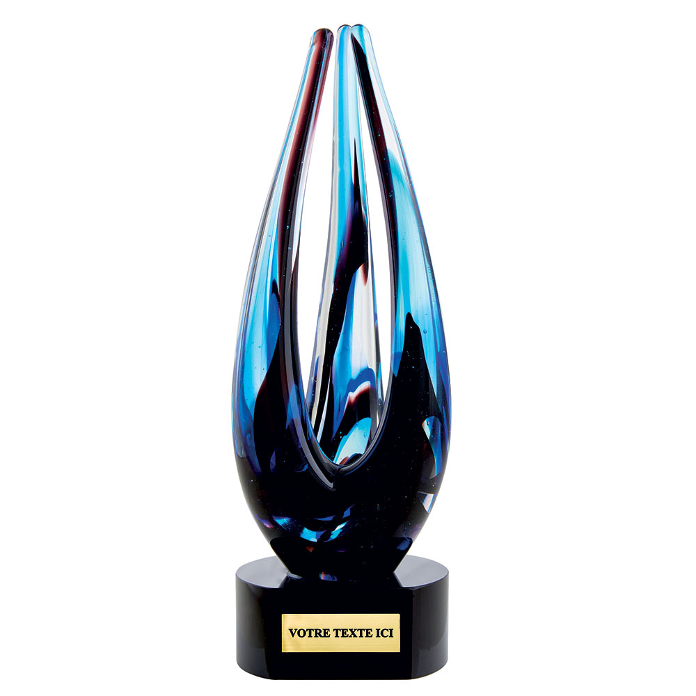 TROPHÉE VERRE SOUFFLÉ NOIR 20 CM - TV5015