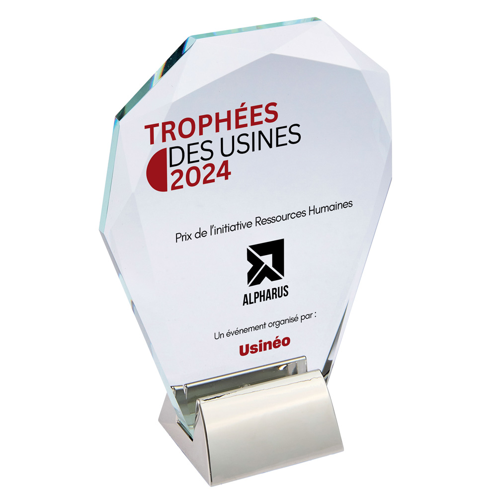 TROPHÉE VERRE PERSONNALISABLE TRANSPARENT 17,5 CM - TV5097