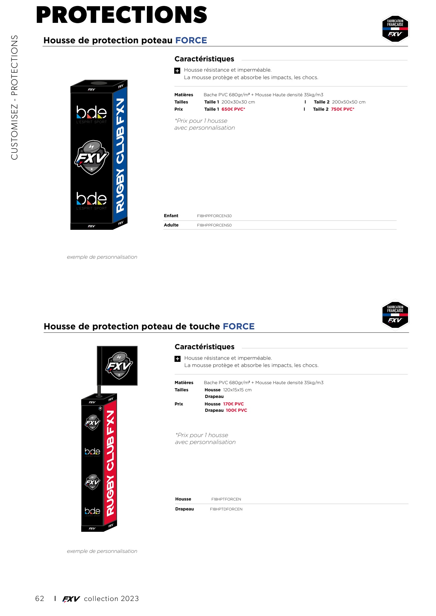 HOUSSE DE PROTECTION DE POTEAUX DE RUGBY - FXV