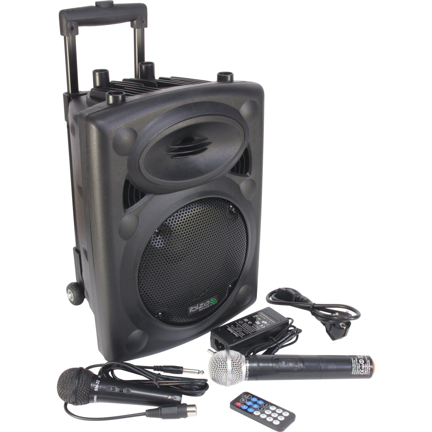 ENCEINTE SONO PORTABLE AUTONOME 8”/20CM AVEC USB-MP3, REC, VOX, BLUETOOTH, 1 MICRO VHF & 1 MICRO FILAIRE - LOTRONIC