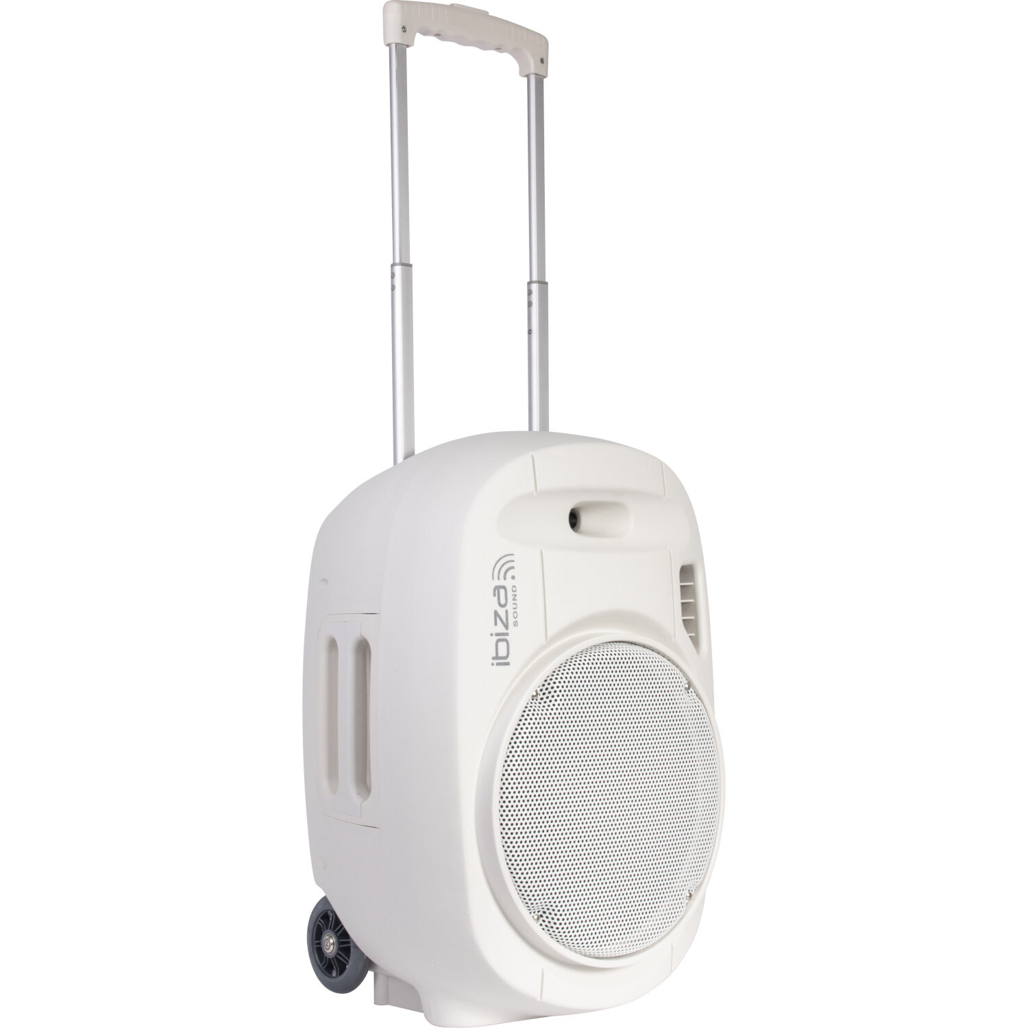 ENCEINTE SONO PORTABLE AUTONOME 12”/30CM AVEC USB-MP3, REC, VOX, BLUETOOTH, 2 MICROS UHF - BLANC - LOTRONIC