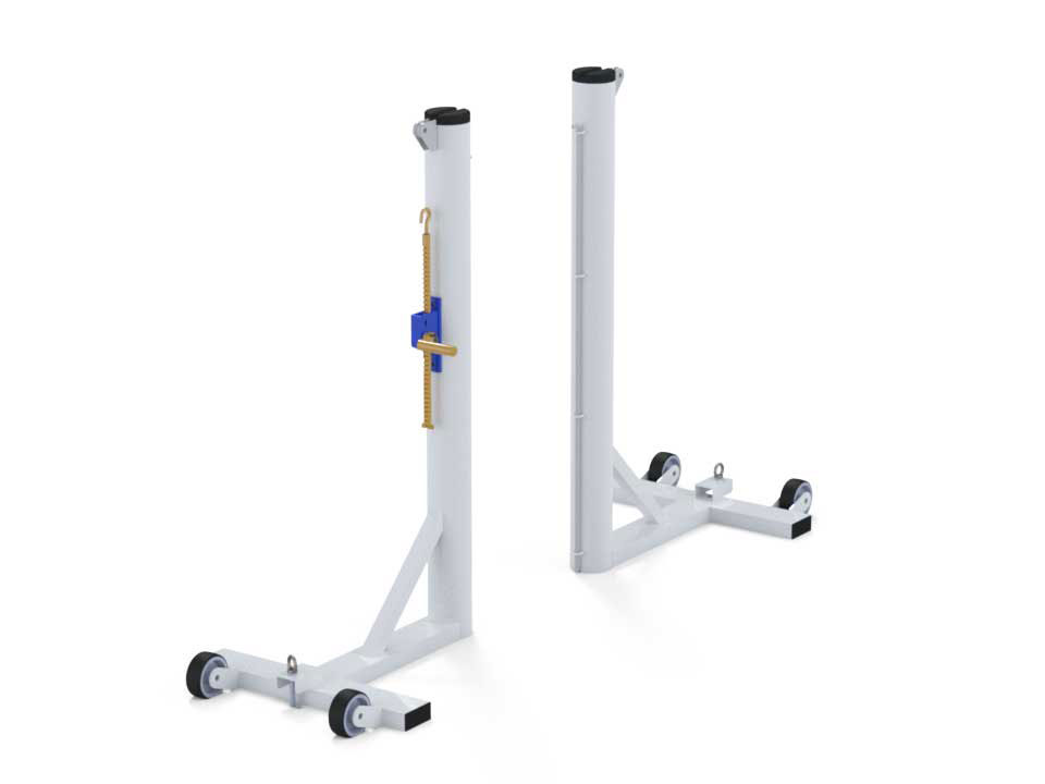 POTEAUX DE TENNIS SUR EMBASE EN ACIER GALVANISE  DIAMETRE 90 MM - SODEX SPORT
