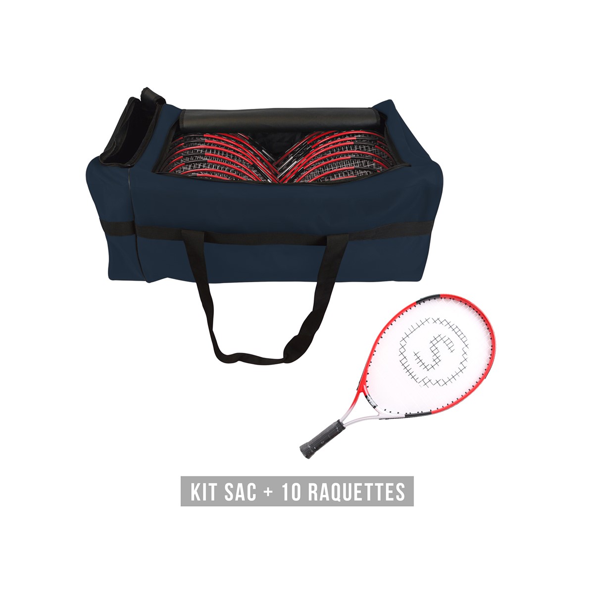 KIT DE 10 RAQUETTES DE TENNIS 53 CM AVEC SAC